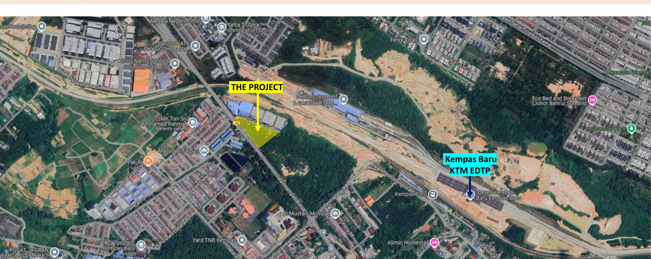 Mutiara Kempas location map in Kempas Baru, near Kempas Baru railway station, Johor Bahru